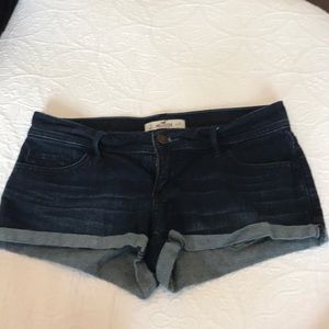 Hollister cuffed dark wash shorts
